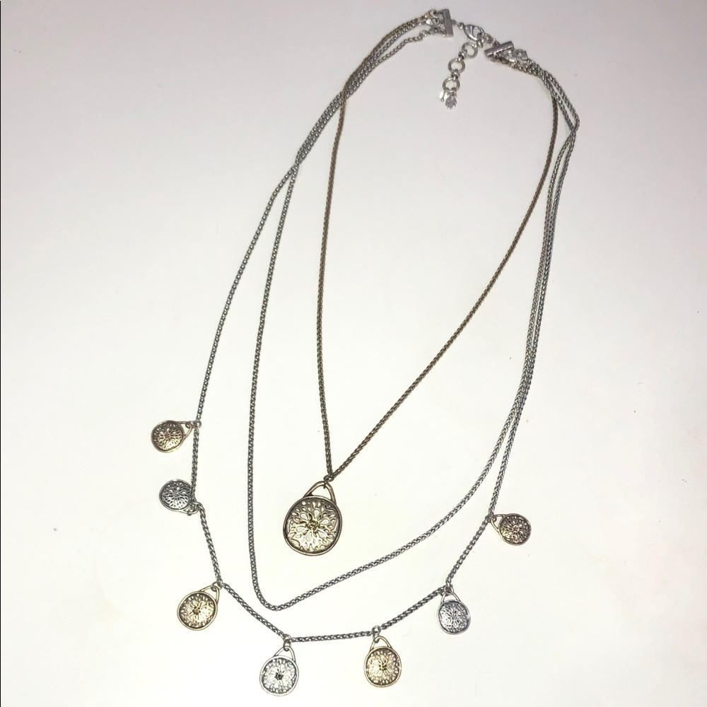 Lucky Brand Silver and Gold-Tone Layered Coin Necklace